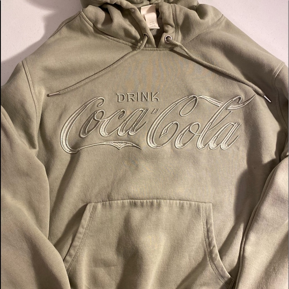 H&M Sage Green embroidered Coca-Cola Hoodie